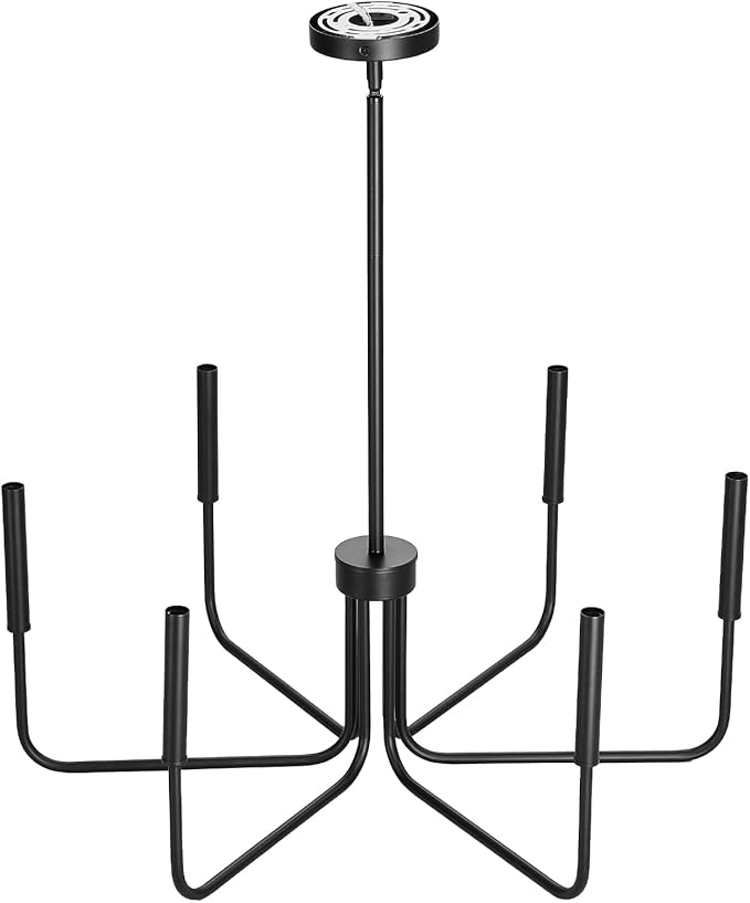 VEVOR 6-Light Chandelier Metal Farmhouse Chandelier Adjustable Height Dining Room Hanging Light Fixture for Ceilings Modern Chandelier for Bedroom Foyer Hall Kitchen Living Room and Entryway
