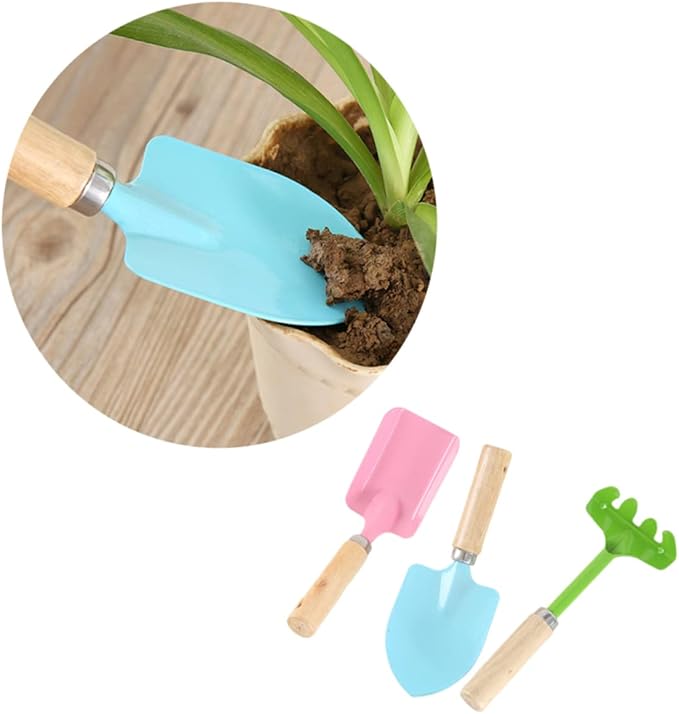 Milisten Kids Tool Kit 2 Sets/6pcs Mini Garden Tools Trowel Rake Shovel Wooden Handles Safe Fun for Boys Girls Random Color