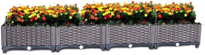 YSUEFIJO Raised Garden Bed with Self Watering Planter Box and Drainage Plug Elevated Vegetable Growing Bed Planter Raised Beds for Vegetables Flowers Herbs and Succulents