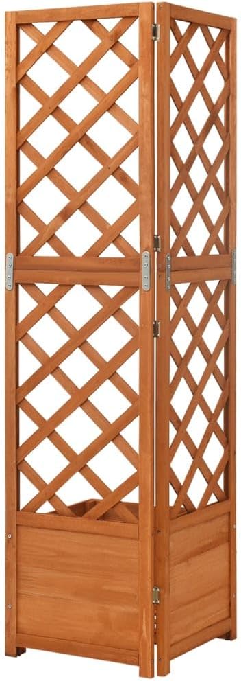 Corner Trellis Planter 15.7x15.7x59.1 Solid Fir Wood Triangular Raised Garden Bed with Built-in Lattice for Patio Balcony Small Space Outdoor Flower &amp Vegetable Herb Display