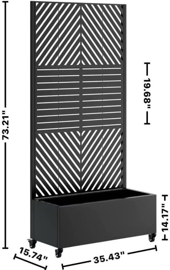 Heavy-Duty Metal Planter Box with Built-in Trellis for Climbing Plants Vegetables and Vines – Rust-Resistant Raised Garden Bed with Drainage and Mobility Features (Black-1)