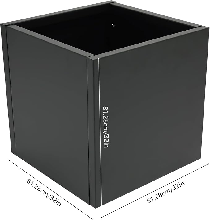 Metal Planter Box 32x32x32 Large Square Raised Garden Bed for Outdoor Vegetables Flowers Herbs Black Metal Decorative Planting Container for Patio Yard Balcony Landscaping Durable for Home Gardeners