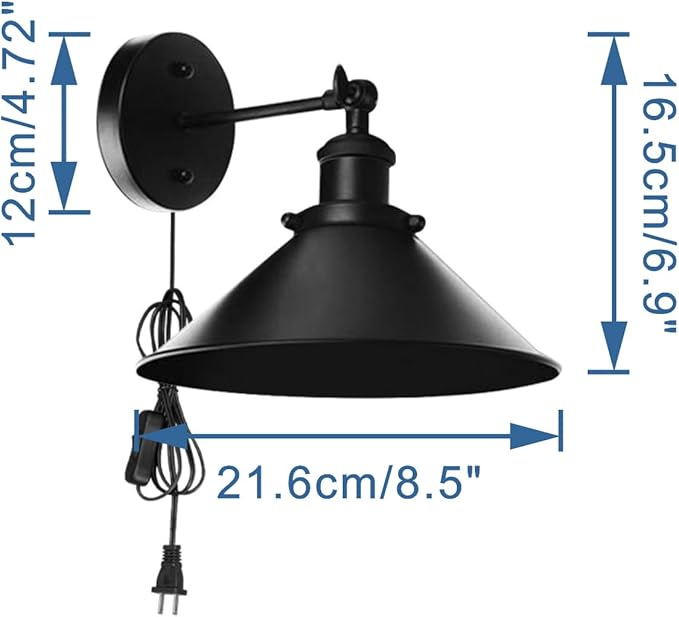 Hook Type Wall Mounted Plant Light Full Spectrum 25W 6000K White Light Timing Retro Metal Adjusted Angle Black Wall Lamps for Plants Flowers Indoor Growing