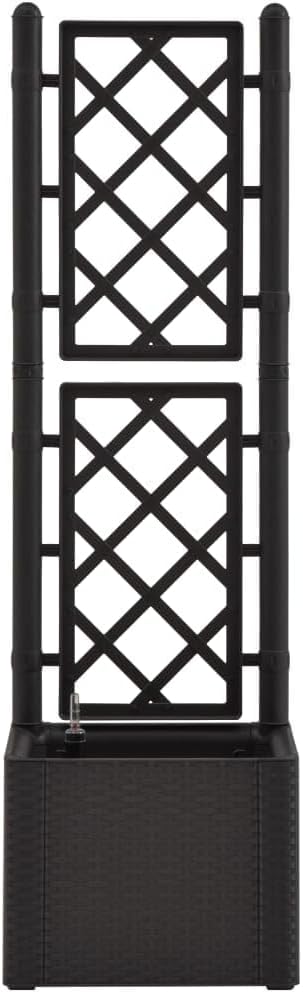 Garden Raised Bed Planter Box with Trellis and Self Watering System Outdoor Standing Tomato Planter for Climbing Plants Anthracite 16.9x16.9x55.9-513