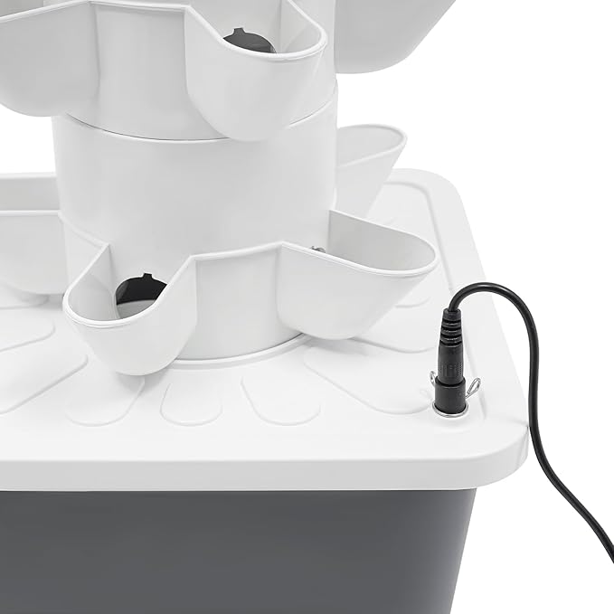 25 Holes Hydroponics Growing System Kit Herb Garden Planter Indoor Kit with 2.64gal Water Tank Outdoor/Indoor Gardening System Hydroponic Tower for Home Kitchen Office (Grey Water Tank)