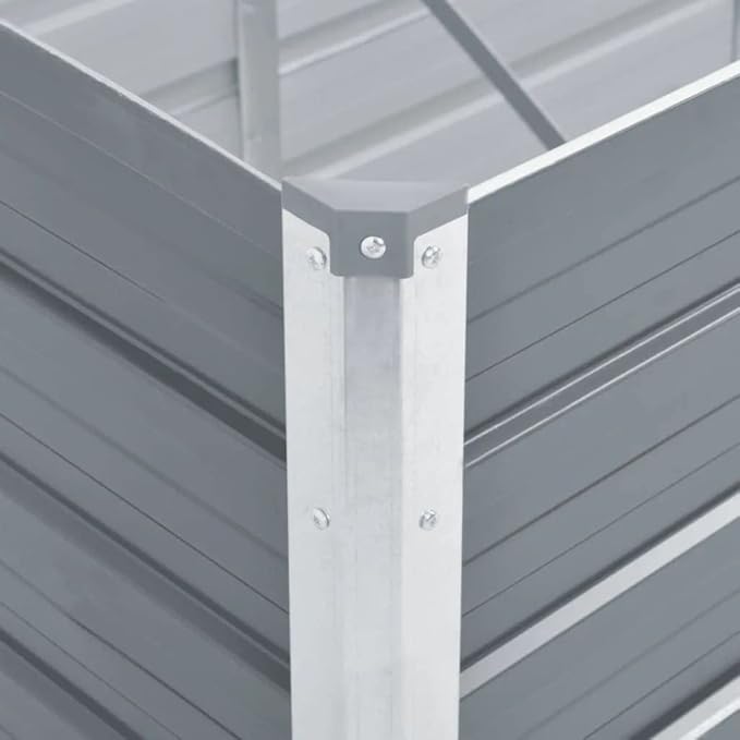 Garden Raised Bed Galvanized Steel 94.5x31.5x31.3 Gray