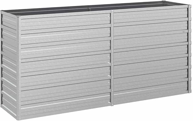 Garden Raised Bed Silver Galvanized Steel 63.0 x 15.7 x 30.3 Inch Outdoor Planter for Vegetables Flowers Herbs Durable Metal Garden Bed