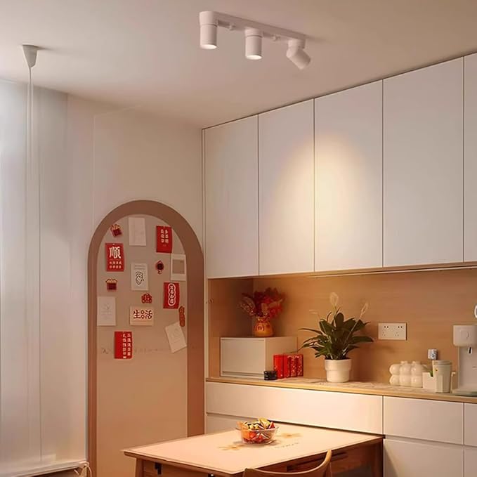 Spotlight Led Ceiling Light Fixture Fixed Track Lighting Kit Island 360°+90°Rotation Directio l Spotlights for Kitchen Office