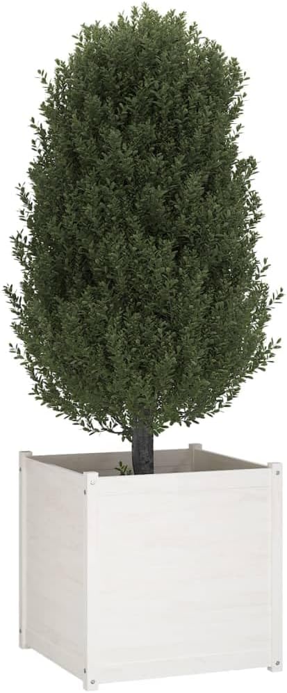 Wooden Garden Planter Box Raised Garden Bed Indoor Outdoor Planter Outdoor Wood Raised Garden Bed for Vegetables Flowers Herbs White 27.6x27.6x27.6 Solid Wood Pine-267