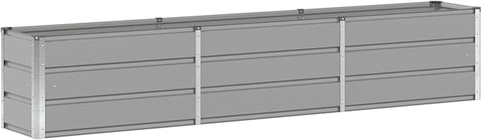 Steel Raised Garden Bed for Gardening Metal Planter Box for Vegetables Fruits Flowers 94.49 x 15.75 x 17.72 in Light Gray -460