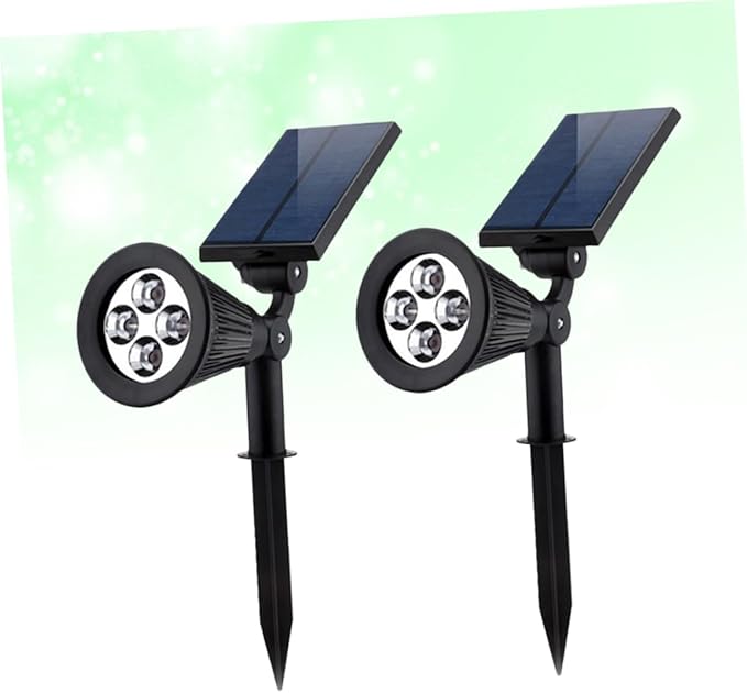 2pcs Solar Garden Decor Landscape Lights Ground Plug Outdoor Solar Spotlights for Pathway and Garden