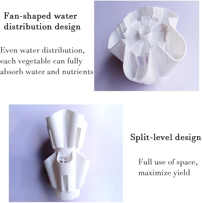 Hydroponics Growing Set with LED Grow Light Hydroponics Growing System Column-Type Water Mist Cultivation Fan-Shaped Water Distribution Design for Fruits(Gray)