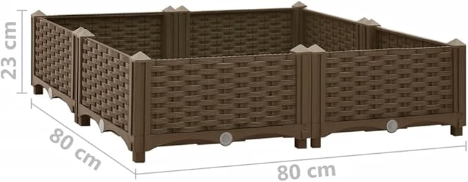 Raised BedOutdoor Planting BoxesIndustrial Rustic PlanterRaised Beds for GardeningPlantersfor Backyard Patio Balcony Garden31.5x31.5x9.1 Polypropylene