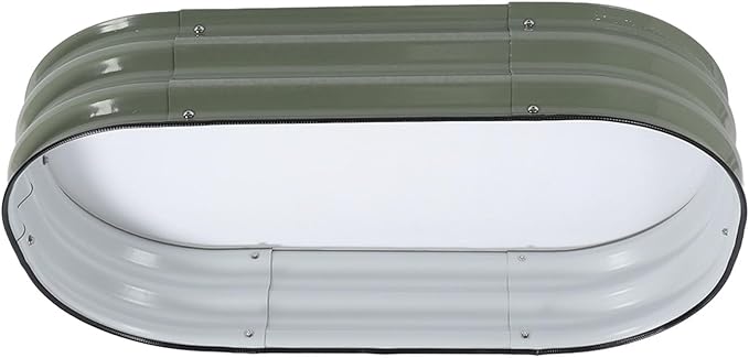 Raised Garden Beds 304 Stainless Steel Raised Garden Bed with Open Base Flower and Vegetable Planting Anticorrosion Metal Raised Planter Bed 105x60x20cm (Light Green)