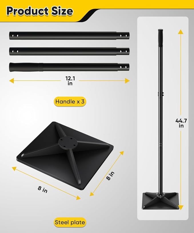 8 x 8 Heavy Duty Steel Tamper with 47 inch Adjustable Handle &amp Rubber Grip Thickened Steel Garden Dirt Tamper Tool for Ground &amp Gravel Leveling Soil Tamper for Yard Sand Driveway
