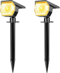 LOTMOS 2 Pack Solar Lights Outdoor 3 Modes 2-in-1 Auto On/Off Solar Spot Landscape Lighting Outside for Tree Plants Yard Garden Pathway-Warm White