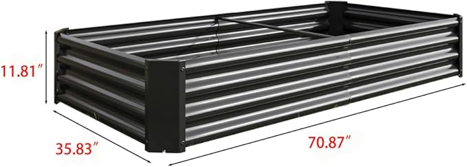 Set of 2 Raised Garden Bed Outdoor 6×3×1ft Metal Raised Rectangle Planter Beds for Plants Vegetables and Flowers - Black