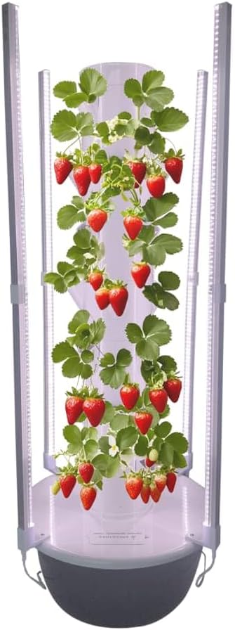 GRETEGO G&ampGO Hydroponics Growing System Kit with LED Grow Lights Aero Gardening System Hydroponic Tower 28 Net Pots Tomato Green Salad Strawberry Tower for Your Indoor Vegetable Garden