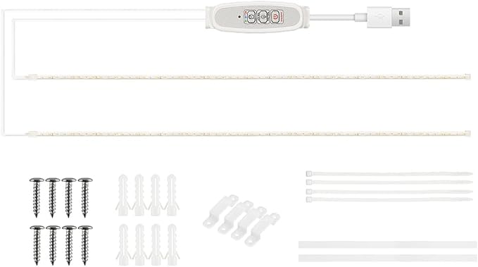 Full Spectrum Plant Growth Light 250W LED Grow Light Strips 24-Hour Cycle Timer 4 Dimmable Levels USB Plug and Play Easy Installation (100cm 2 Strips)