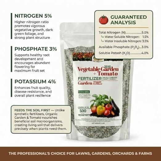 Old Cobblers Farm™ Wicked Organics Organic Garden and Tomato–Balanced Formula for Strong Roots Healthy Growth &amp Flavorful Harvests–for Backyard Vegetable Plots (5 lbs|10 lbs|15 lbs|20 lbs) (10 lb