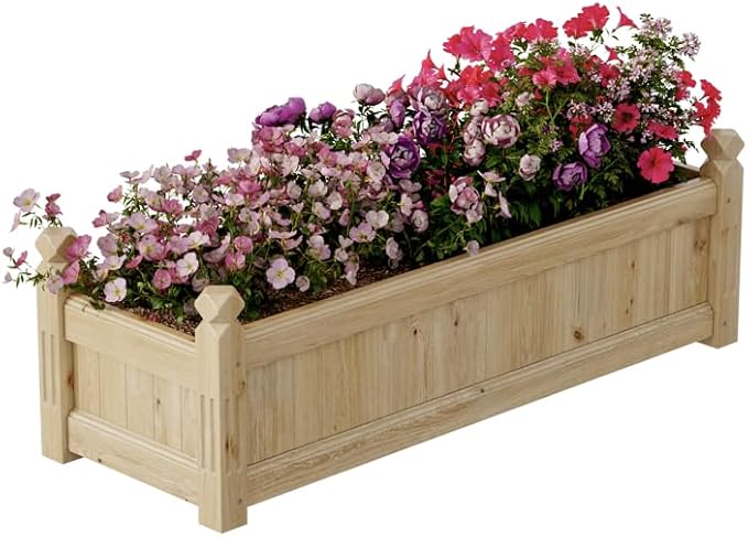 Large Wooden Raised Garden Bed 43.5 l x 16 w x 14 h Outdoor Rectangular Planter Box for Vegetables Flowers Herbs Yard Patio Backyard &amp Greenhouse Elevated Horticulture Wood Garden Plante