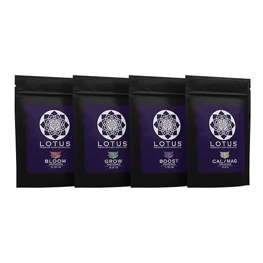 Lotus Nutrients Intro Pack - 4-Part Sample Kit with Grow Bloom Boost &amp Cal/Mag - Powdered Plant Nutrients for Hydroponics Coco Coir &amp Soil - Trial Size for Indoor &amp Outdoor Growers