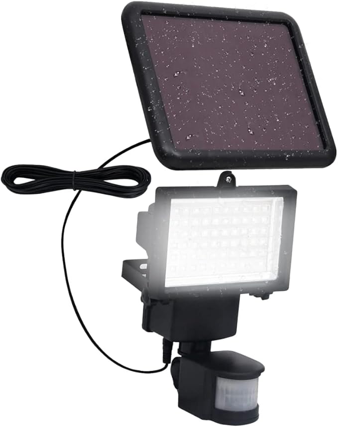Garden Solar Powered LED Spotlight Black Plastic Water-Resistant Outdoor Lights for Yard Patio Driveway Automatic Motion Sensor Adjustable Lighting Angle Cool White Light