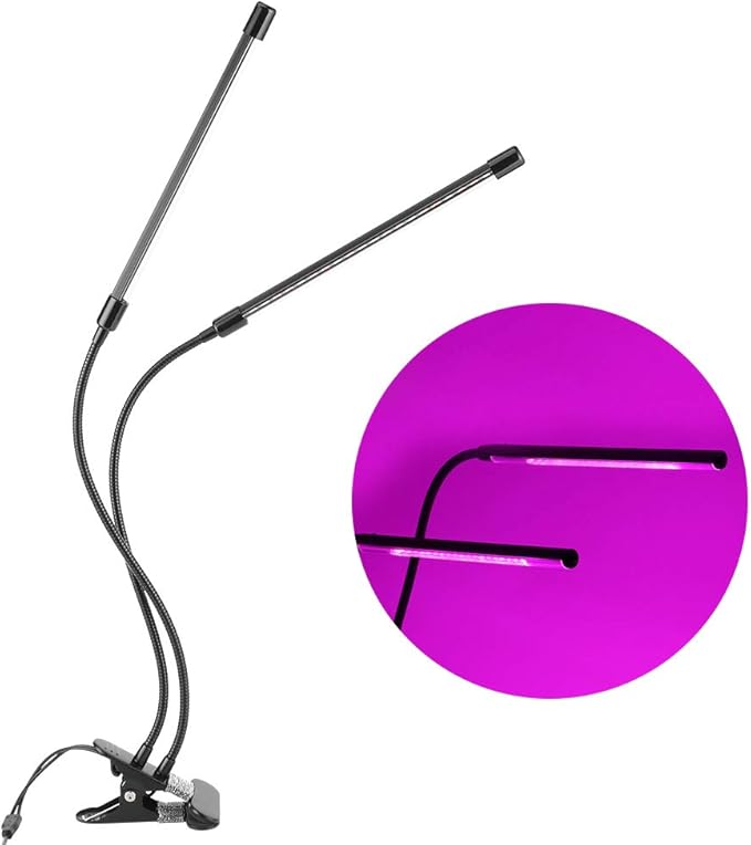 Full LED Grow Light 20W Dual - Tube Plant Light for Indoor Plants USB Powered Greenhouse Lamp - Adjustable 360 - Degree Gooseneck Long Lifespan for Vegetable and Flower Growin