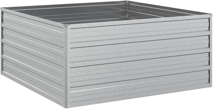 Decorative Planters Metal Garden Raised beds Outdoor Planter Boxes for Growing Vegetables Flowers Herbs and Succulents 39.4x39.4x17.7 Galvanized Steel Silver