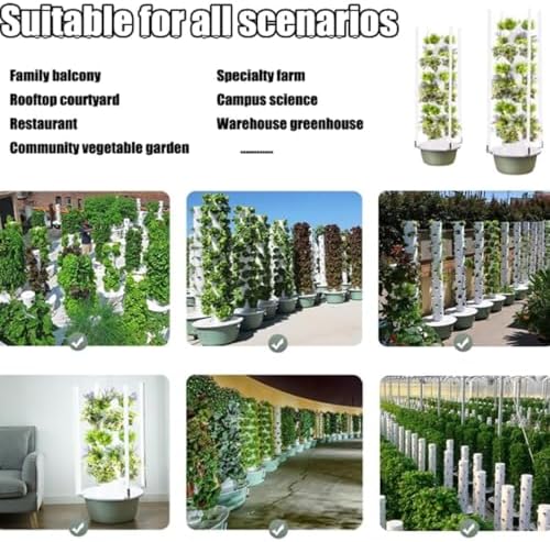 Smart Hydroponic Tower Garden - Indoor/Outdoor Vertical Growing Kit for Herbs Fruits &amp Vegetables 5/7/9 Layers 36 Holes Silent Pump &amp Timer Space-Saving Solution