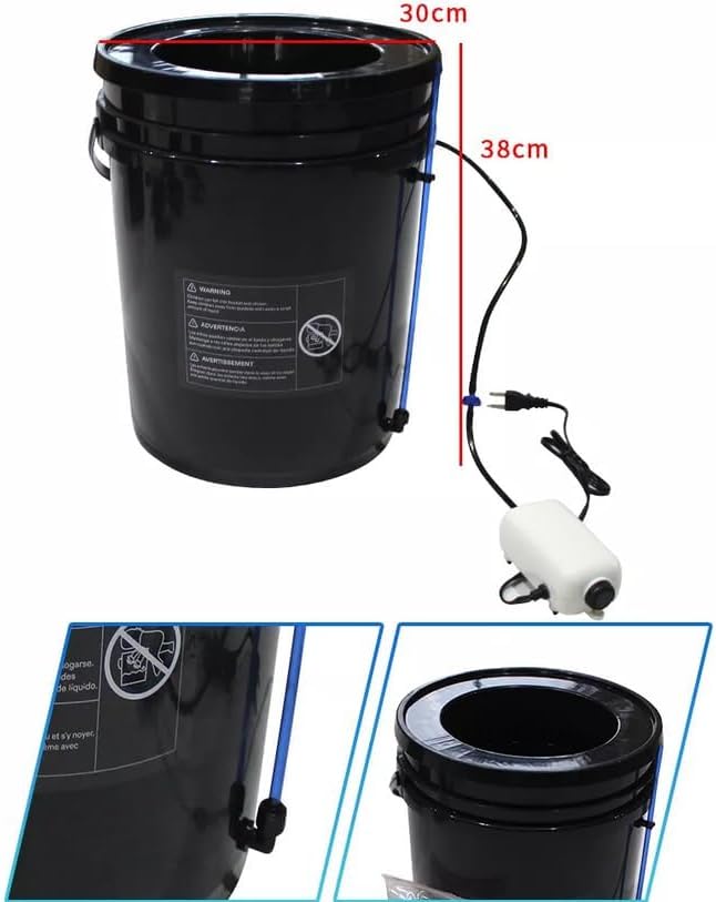 GROZY Hydroponics Growing System 5 Gallon DWC hydroponic System kit 20L One Bucket DWC Kit with 20cm Net Pot 120V Air Pump Air Stone &amp Water Level Indicator Indoor Garden