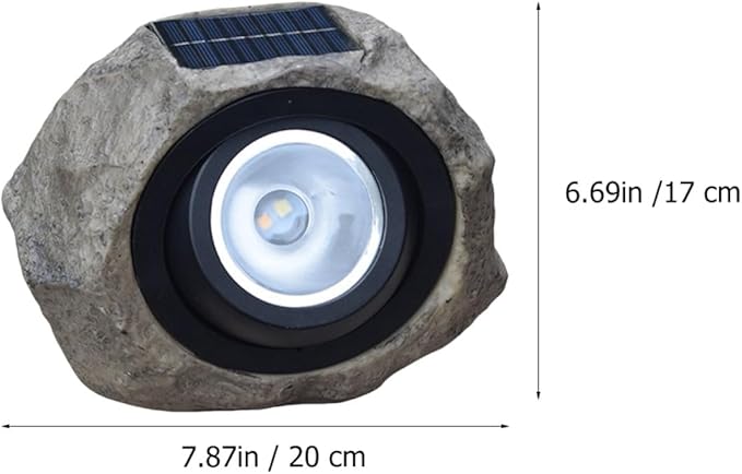 MERRYHAPY Solar Yard Lamp Decorative Simulated Stone Outdoor Garden Lawn Spotlight with Adjustable White and Warm Light for Patio and Lawn Lighting