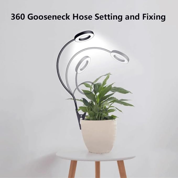 Plant Grow Light 48 LEDs Full Spectrum Grow Lights for Indoor Plants Height Adjustable Small Halo Grow Light with Clip 3 Spectral Modes Auto Timer 3/9/12Hrs 10 Levels BrightnessBlack