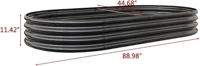 LICOME Large Raised Garden Bed Galvanized Metal Planter Box Outdoor 70.8 x 35.4 Oval Garden Beds Easy Assembly Raised Beds for Gardening (Black + 88.99 x 44.68 x 11.42 inches)
