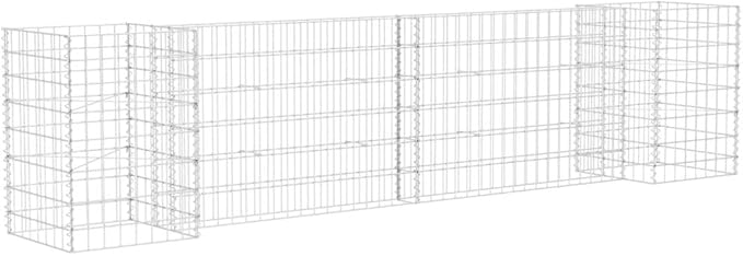 Gabion Planter Raised Bed Wire Fencing Steel H-Shaped Patio Flower Plant Basket Rock Stone Fill Mesh Fence for Garden Backyard Outdoor Landscape 102.4x15.7x23.6