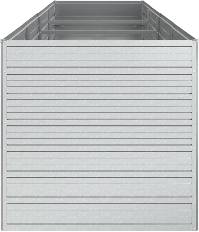Galvanized Steel Garden Raised Bed Large Outdoor Planter Box with Open Bottom Metal Raised Planter Bed for Vegetables Flowers 126x31.5x30.3 Silver-376