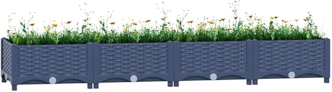 Raised Bed Blue Grey Polypropylene Medium Durable Raised Bed Gardening Pots &amp Planters 310400