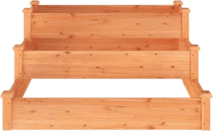Garden Raised Bed Brown 47.2x47.2x22 Solid Wood Fir Lawn Planters