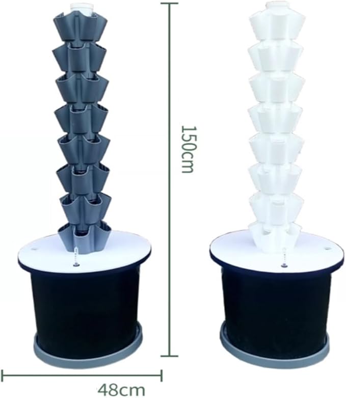 Hydroponics Growing System Tower Garden Vertical Hydroponic System Automatic Water Circulation Increased Oxygen Capacity for Fruits Vegetables(Gray8 Layers)