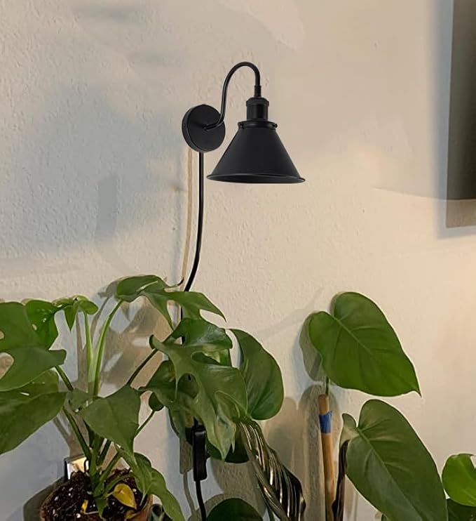 Hook Type Wall Mounted Plant Light for Indoor Growing Full Spectrum 4500K 10W Adjusted Angle &amp Light Beam Range 15°-60° Black Wall Lamps for Plants Flowers