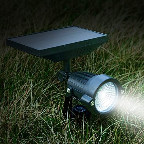 Outdoor LED Spotlight Waterproof Solar Spotlights with Clip Security Tree Spotlights Adjustable IP65 Mini Clip Lamp for Billboards Courtyard Garden Pathway Light-Operated 6000K