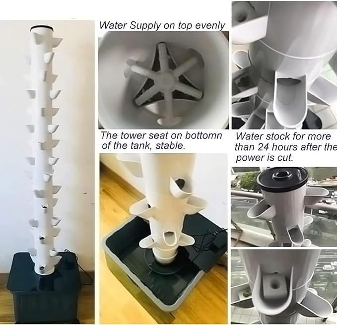 Garden Hydroponic Growing Vertical Tower 15 Floors 45 Holes Hydroponics Tower Set Aquaponics Growing Farm Greenhouse Hydroponic Grow