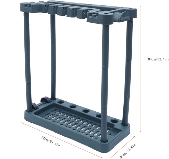 Garden Tool Organizer Rolling Garden Tool Storage Rack Tower with 2 Wheels Heavy Duty Garden Tool StandUp to 40 Long-Handled Tools/Rakes/Brooms for Indoor and Outdoor