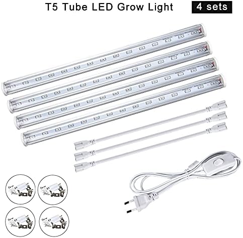 Lights LED Grow Light Full Spectrum Lamp 6W 12W 18W 24W 30W Led Grow Light 110V 220V T5 Tube LED Phyto Lamp for Plants Indoor Garden (Color : 4 Sets)