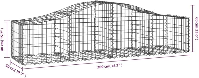 Arched Gabion BasketGreenhouse PlanterDecorative Patio PlantersPatio Raised BedsVegetable PlantersHerb Plantersfor Deep-rooted vegetablesFlowers78.7x19.7x15.7/23.6 Galvanized Iron