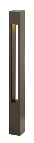 Hinkley Atlantis 12V Large Square Landscape Bollard Aluminum Etched Glass Lens Modern LED Bulb Included Bronze Finish