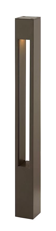 Hinkley Atlantis 12V Large Square Landscape Bollard Aluminum Etched Glass Lens Modern LED Bulb Included Bronze Finish