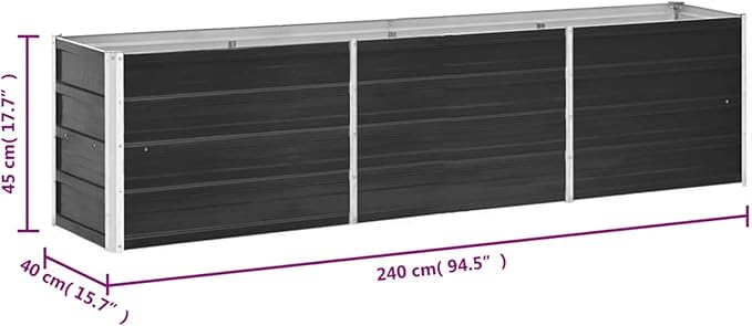 Garden Raised Bed Galvanized Steel 94.5x15.7x17.7 Anthracite SE100304
