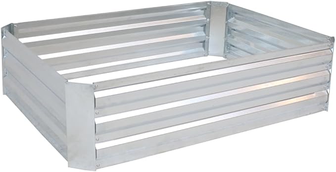 HomeRoots 12 X 48 Silver Steel Rectangular Raised Garden Bed