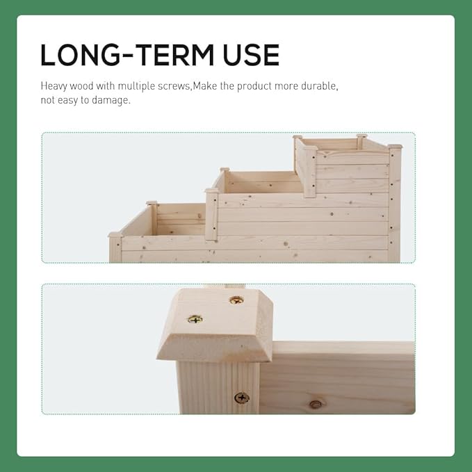 3-Tier Garden Raise Bed Premium Elevated Garden Bed Wood Planter Box Kit Wooden Elevated
